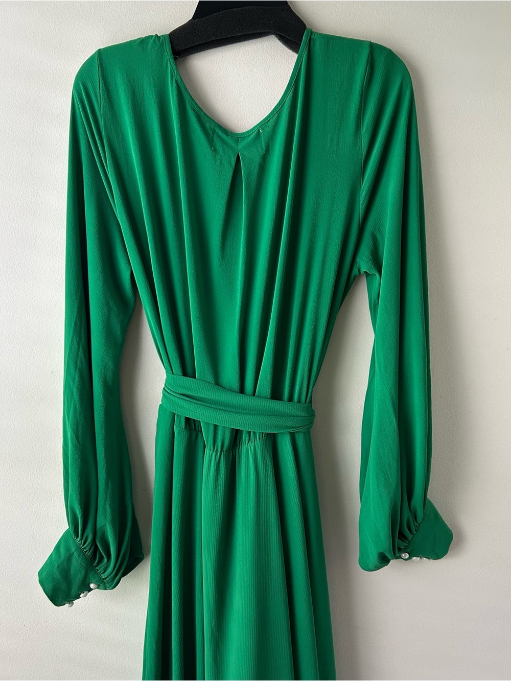 Meghan Los Angeles Lilypad Surplice Maxi Dress Long Sleeves Kelly Green XL - Picture 8 of 13